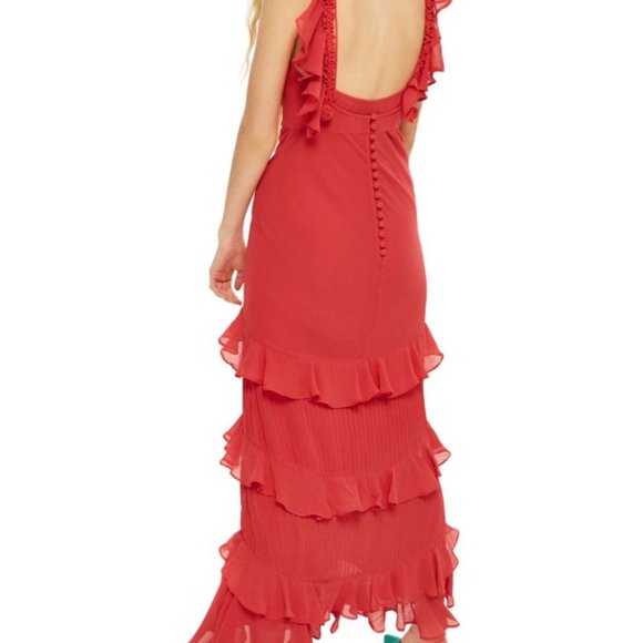 NWT TOPSHOP Ruffle Skirt Maxi Dress - Picture 5 of 8